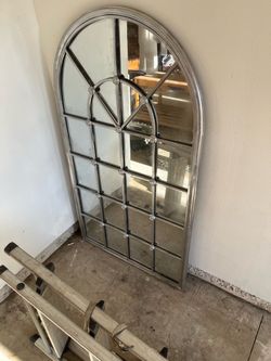 Large Arched Window Pane Wall Mirror