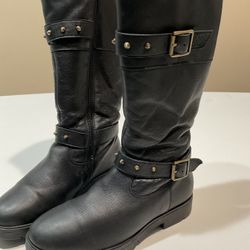 Black Genuine Leather & Real Fur Lining Winter Boots, Size 35 or 5.5 in US