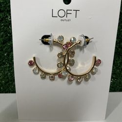 Loft Gold Colorful Hoop Earrings NWT Brand New