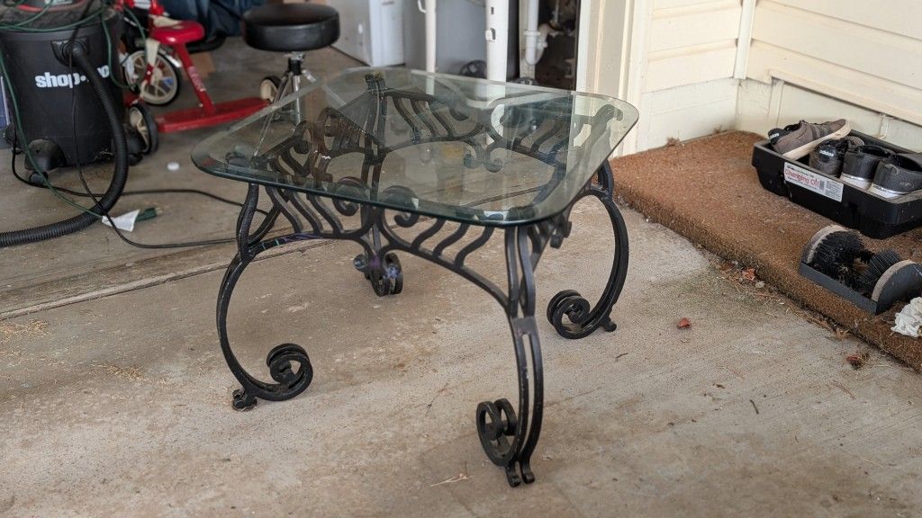 Wrought Iron And Glass Coffee Table