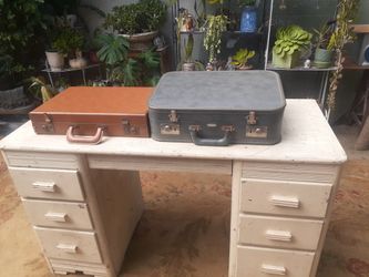 Vintage Grey Arflite Suitcase and a Brown Briefcase 
