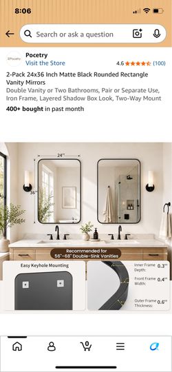 PAQUETE DE 2 ESPEJOS PARA VANITY O BAÑO 24x36