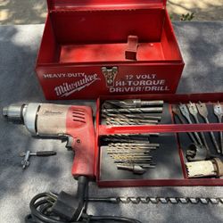 Milwaukee 3/8” Heavy Duty Reversing Drill-0222-1–Bits. Chuck Key, Stl Case