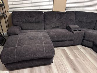 Dark Gray Fabric Sectional Sofa Power Recliners with Chaise