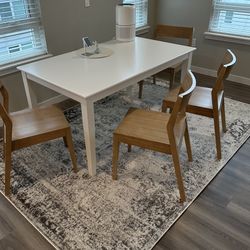 Solid Wood Dining Chairs Set Of Four + Table 