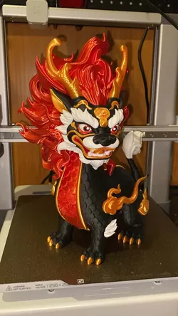 Eastern Dragon Statue Multicolor 3D Printed Asian Decor Large