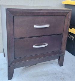 Dark Brown 2 Drawer Nightstand 25" 