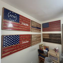 Wooden Home Made American Flags!!