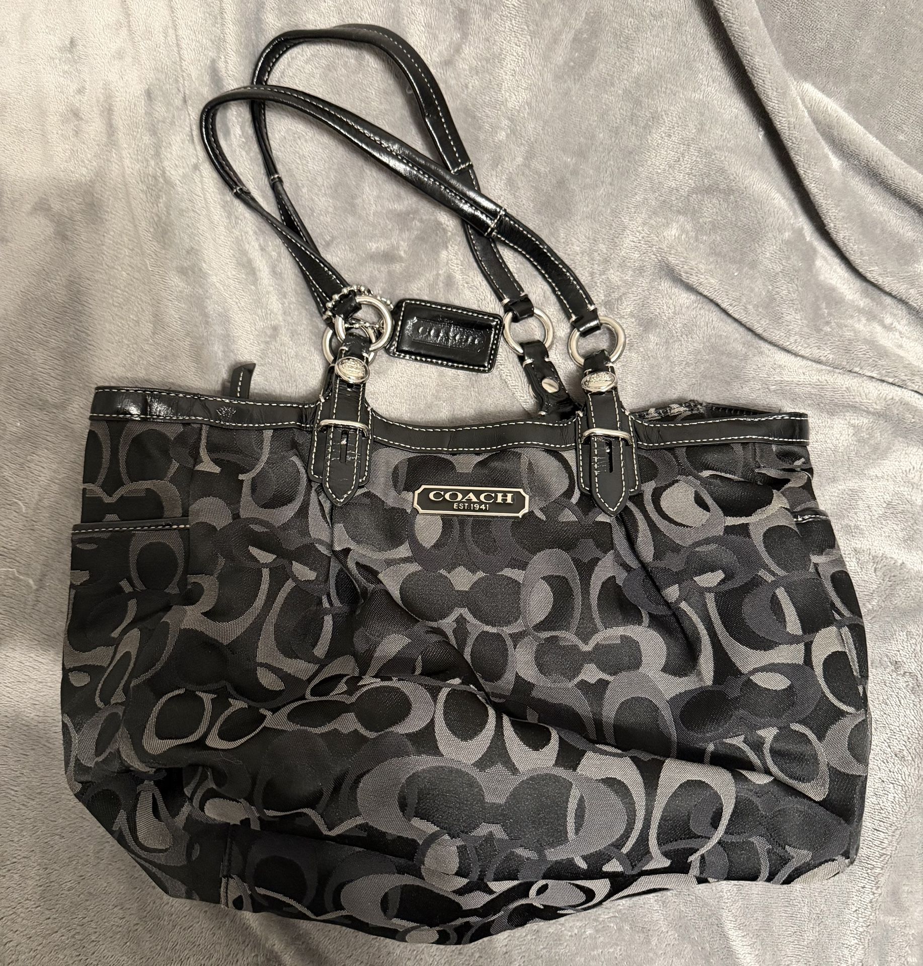 Authentic Coach Black and Gray Signature Bag