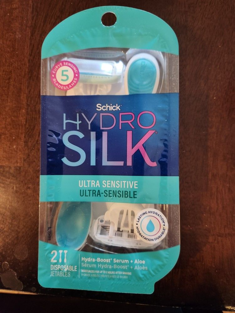 Brand New Package Of Schick Hydro Silk Ultra Sensitive Disposable Razors 2 Count
