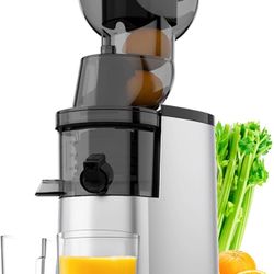 Masticating Juicer Machines, 4.1-inch(104mm) Powerful Slow Cold Press Juicer with Large Feed Chute, Electric Masticating Juicers for Vegetables and Fr