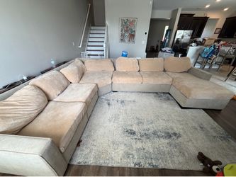 Macys Tan U-Shaped Sectional Sofa