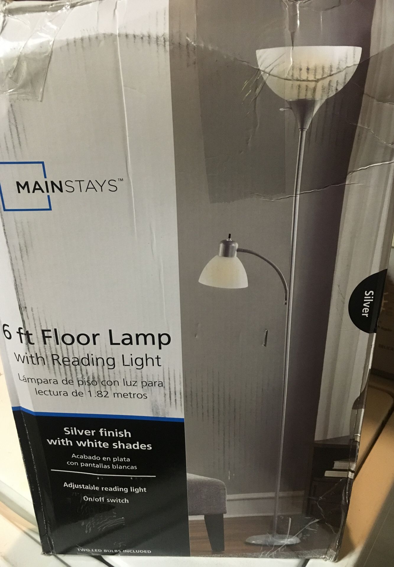 6ft floor lamp with reading light