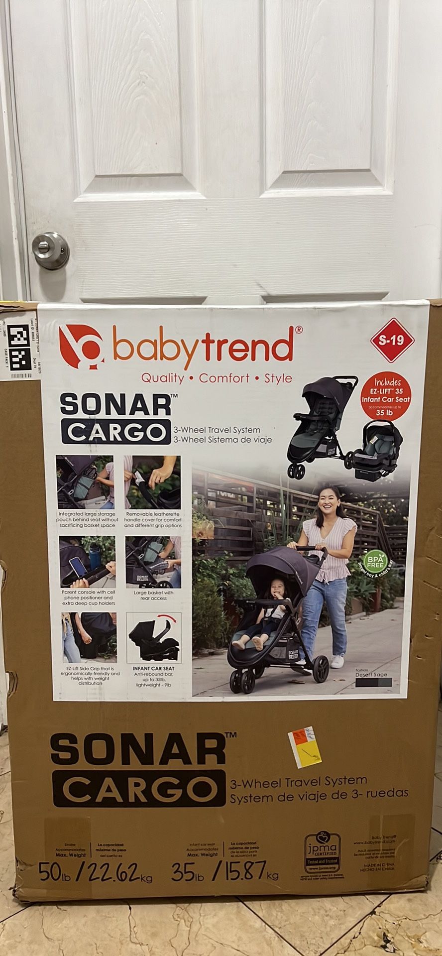 Baby Trend Sonar Cargo 3-Wheel Travel System with EZ-Lift™ 35 PLUS Infant Car Seat - Desert Sage