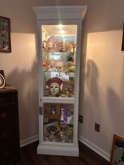 White Curio Display Cabinet with Glass Shelves