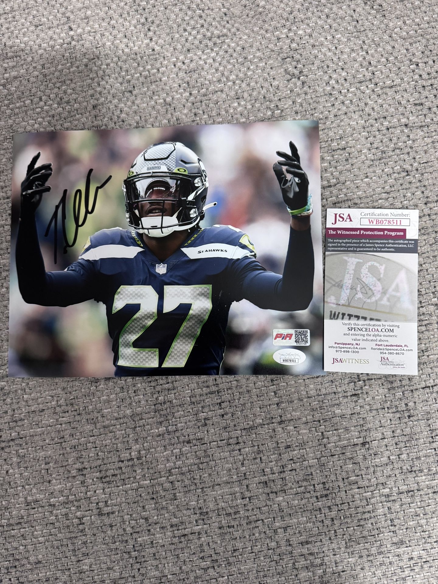 Tariq Woolen Signed Autograph 8x10 Photo - JSA Coa - Seattle Seahawks