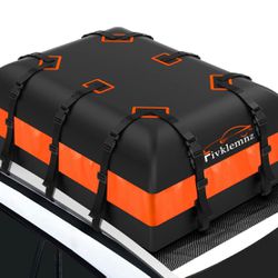 FIVKLEMNZ Car Rooftop Cargo Carrier Roof Bag Waterproof for All Top of Vehicle with/Without Rack Includes Topper Anti-Slip Mat + Reinforced Straps + 6