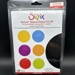 Sizzix Texturz Texture Plates Kit 2 - 6 Designs Big Kick & Big Shot - 654779 NIP