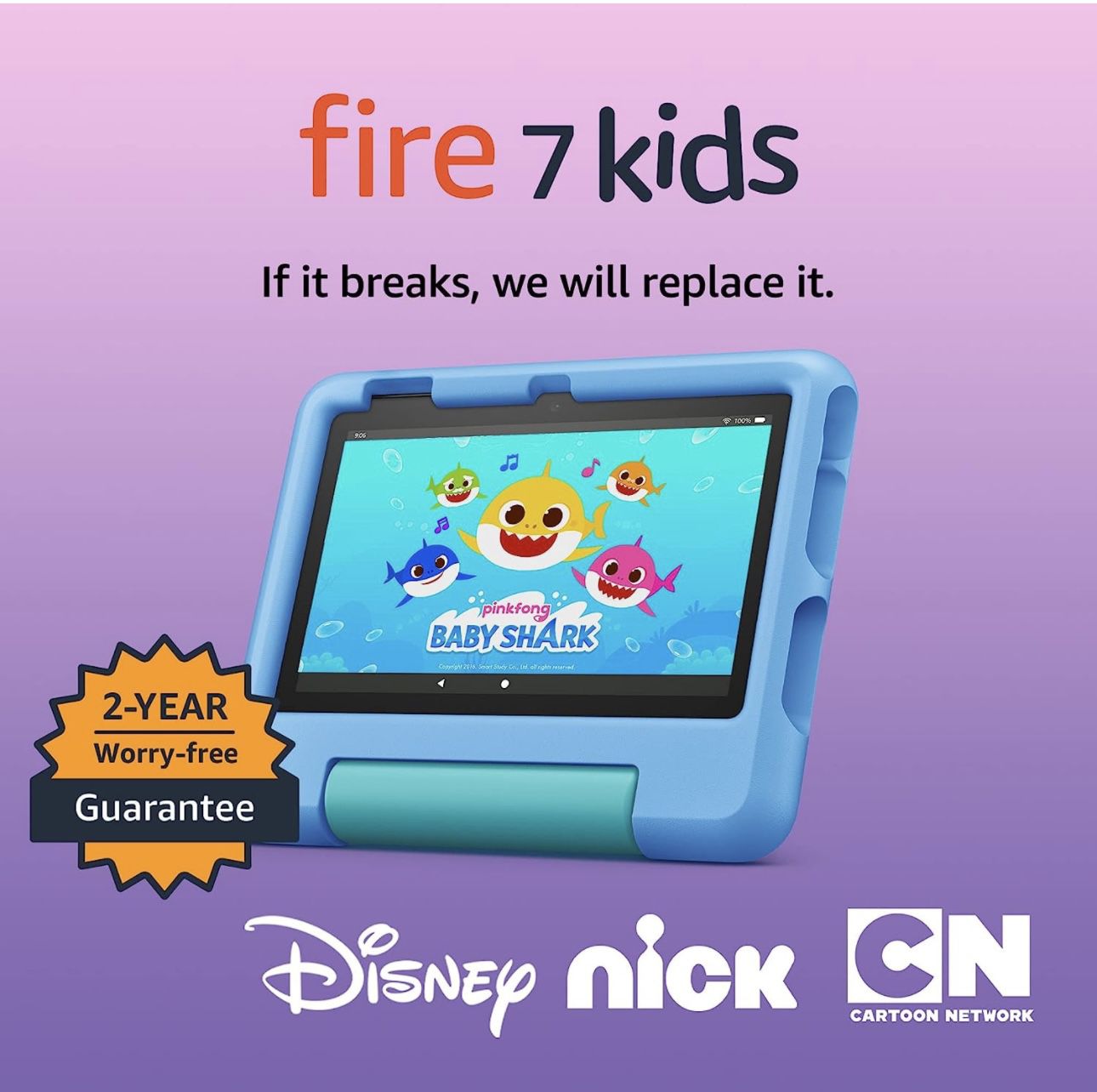 Amazon Fire 7 Kids tablet, ages 3-7. Top-selling 7" kids tablet on Amazon - 2022 | ad-free content with parental controls included, 10-hr battery, 16 