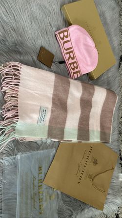 Pink Beanie W/pink Brownish Scarf 