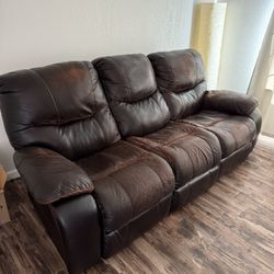Recliner Sofa 3-seater Couch Black/brown 
