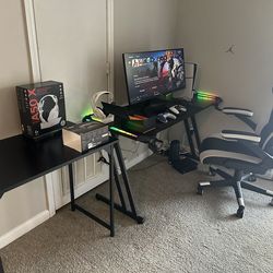 PS5, LG monitor, Scuff Controller And Original Control, Gaming Table, Gaming Chair, Astros A50X