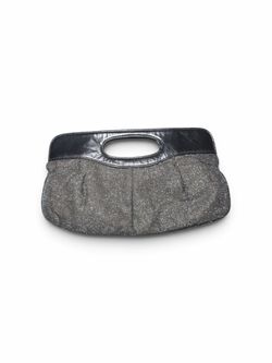 Silver Glitter Clutch Bag with Cut-Out Handle