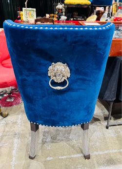 2 Blue velvet chairs