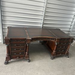 Antique Mahogany Executive Desk W/Brass Claw  Feet  ~ CAN DELIVER!!