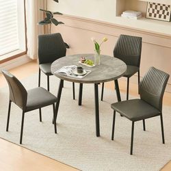 Set of 4 Modern Grey PU Leather Dining Chairs