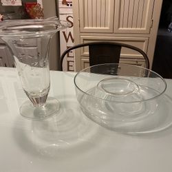 Princess House Flower Vase And Dip Dish 