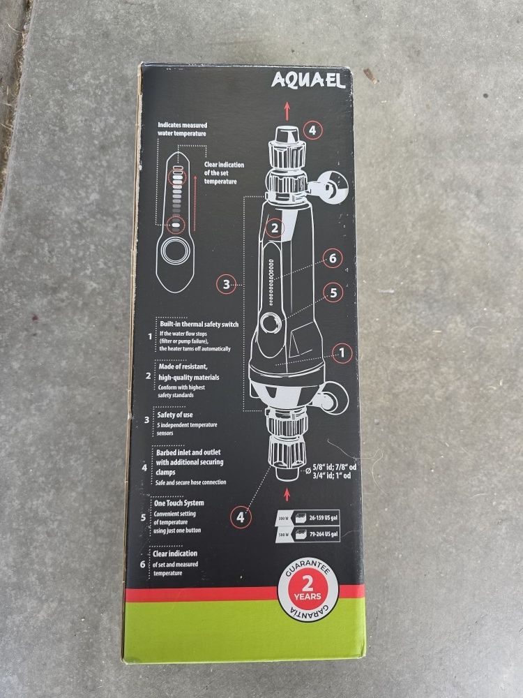 Aquael In line flow heater w/ built In safety switch