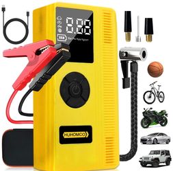 HUHOMCO 7-in-1 Car Jump Starter with Air Compressor