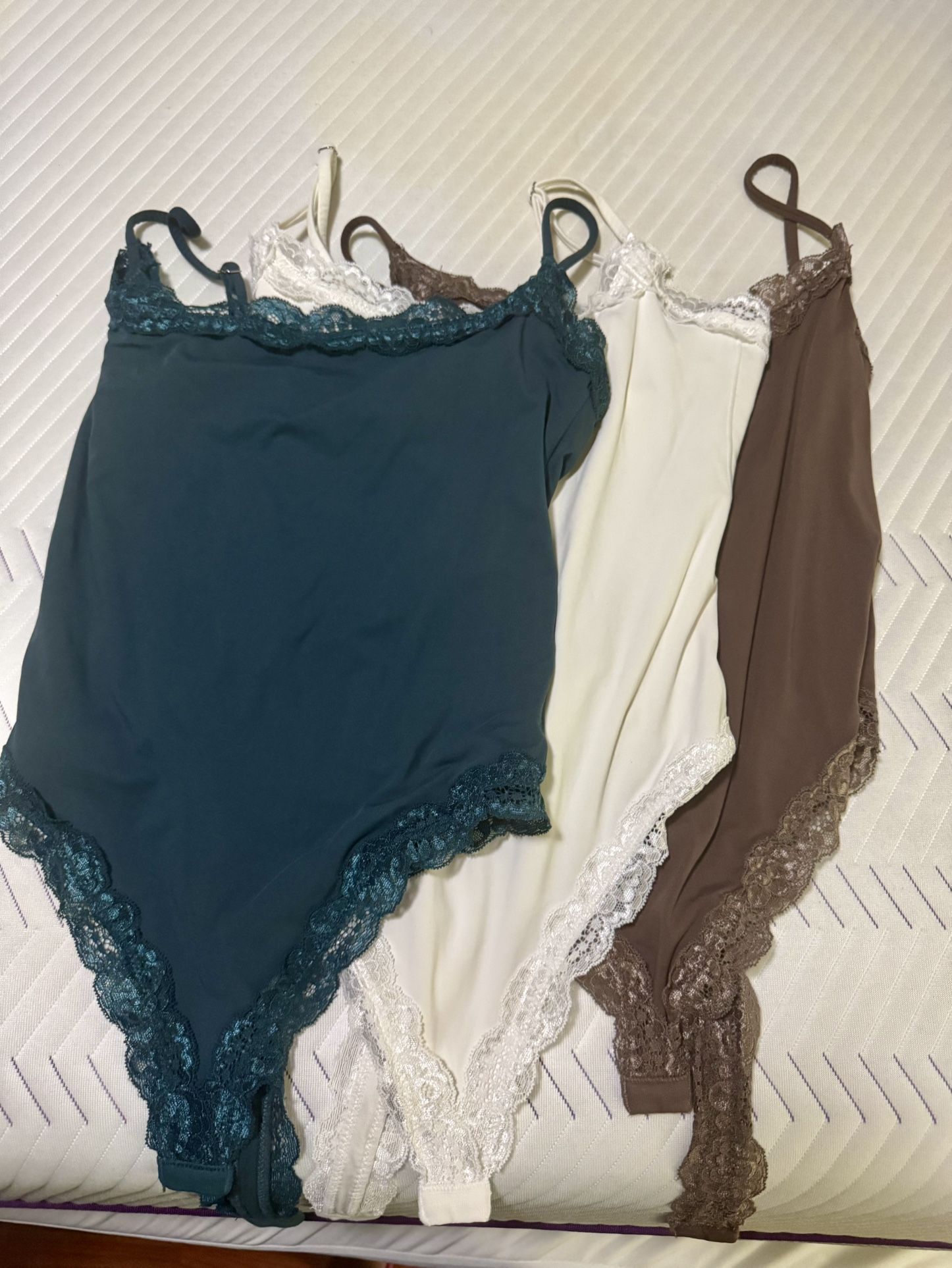 Suuksess Lace Square Neck Double Lined Bodysuit Trio