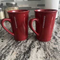 Matching Red Starbucks Mugs 