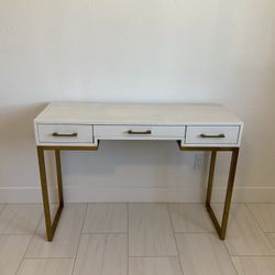 Beautiful White & Gold Leather Table