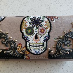 BRAND NEW Sugar Skull Head Women's Hand Clutch/Purse