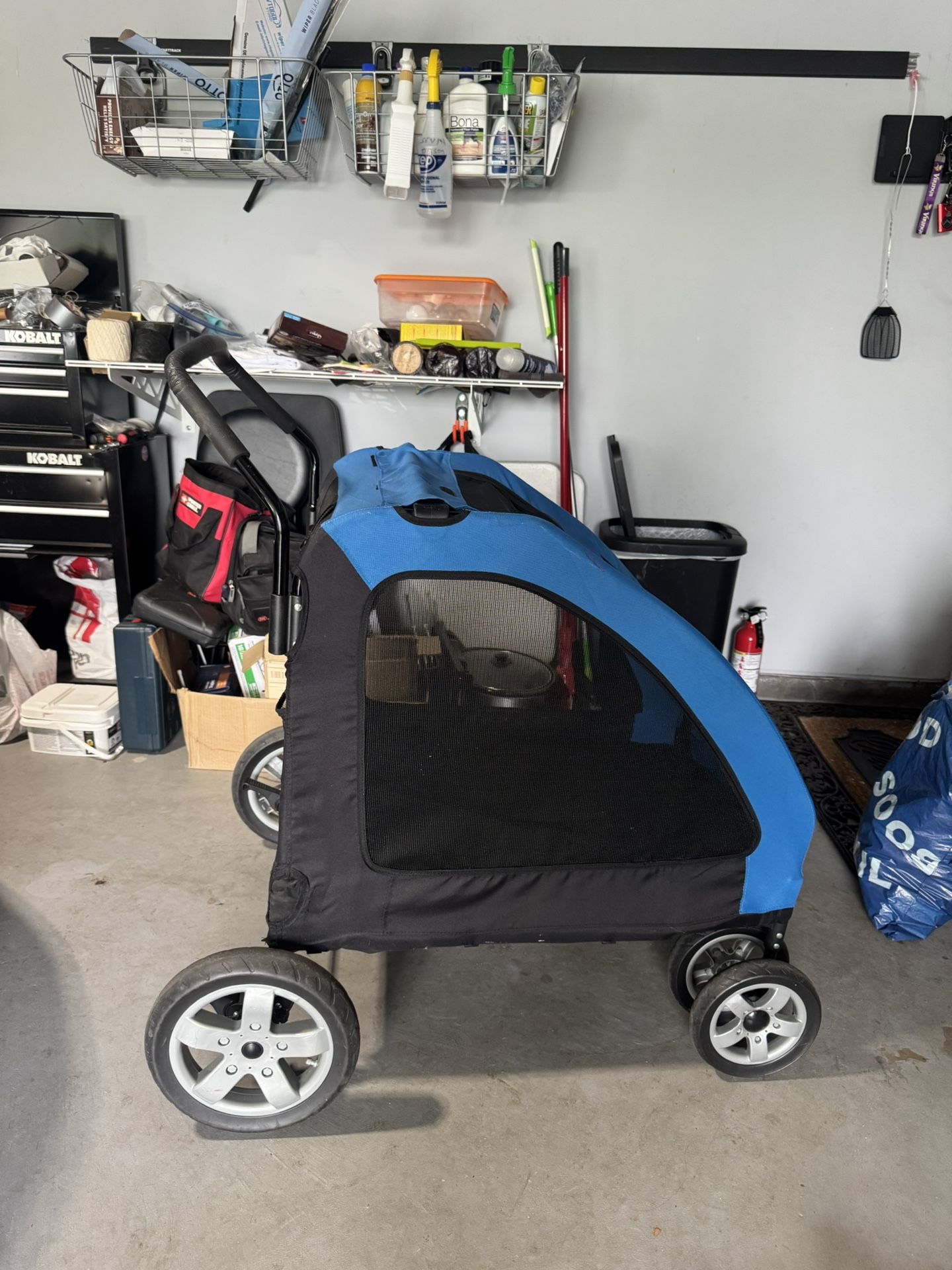 Pet Stroller for Large Dog Medium Dogs Four-Wheel Foldable Storage Detachable and Washable Cushion Double Storage Bag Sick Disabled Old Dog Stroller