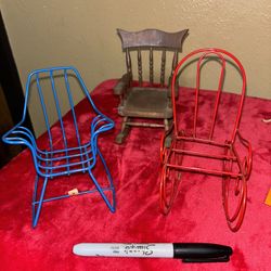 Mini Rocking Chairs, Vintage Rockers Doll House