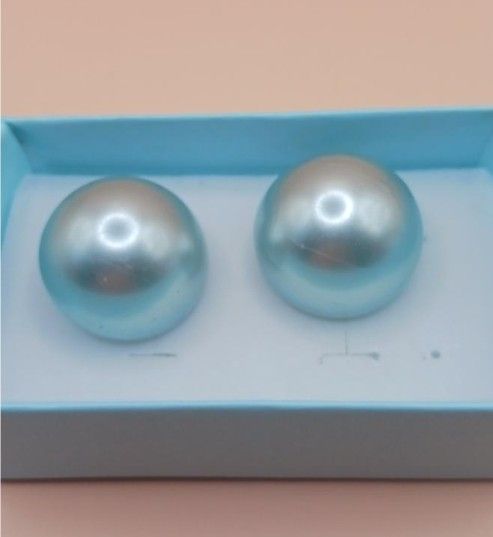 Icy Teal Button ClipOn Earrings, Hong Kong