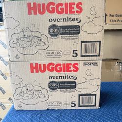 Huggies Overnites Diapers Size 5, 100 Count (2 Packs of 50) Extra Absorbency, Nighttime Leak Protection, 4X Sleep Protection, Pillowy Soft Leg Cuffs, 