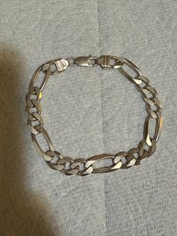 Italy 925 Sterling Silver Figaro Link Bracelet