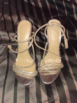 Silver size 6 rhinestone heels