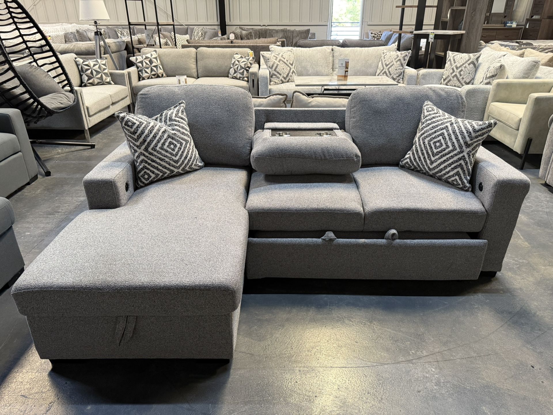 Pull Out Sofa Bed w/ Storage & Shelving