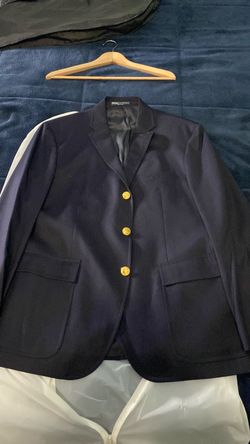Vtg Polo Ralph Lauren Blue Label Navy Wool Blazer Gold Crest Buttons Italy 44R 54R