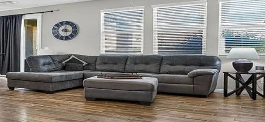 Grey Sectional and Ottoman