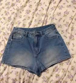 SHEIN Light Blue High-Rise Denim Shorts