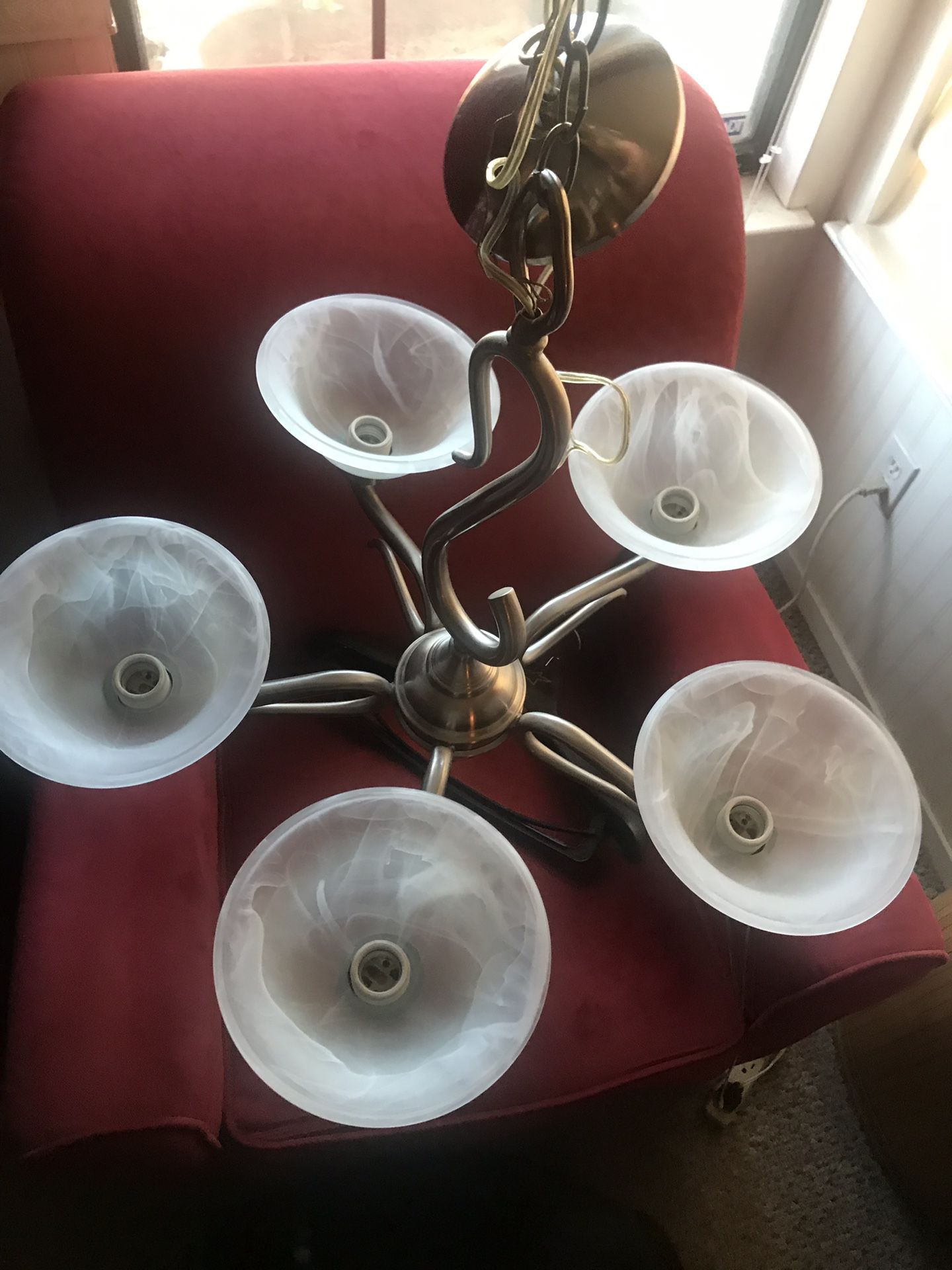Hanging light fixture with 5 lights