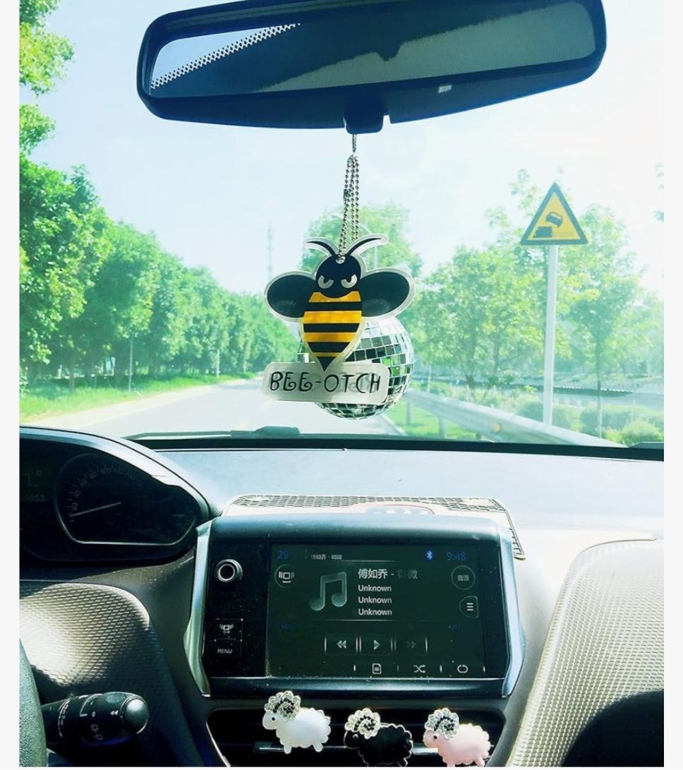 Fashion Bumblebee Bling Car Pendant Decor Ornament Hanging Gift Rear View Mirror Accessories Auto Interior Dangle