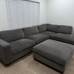 Large couch with chaise and ottoman